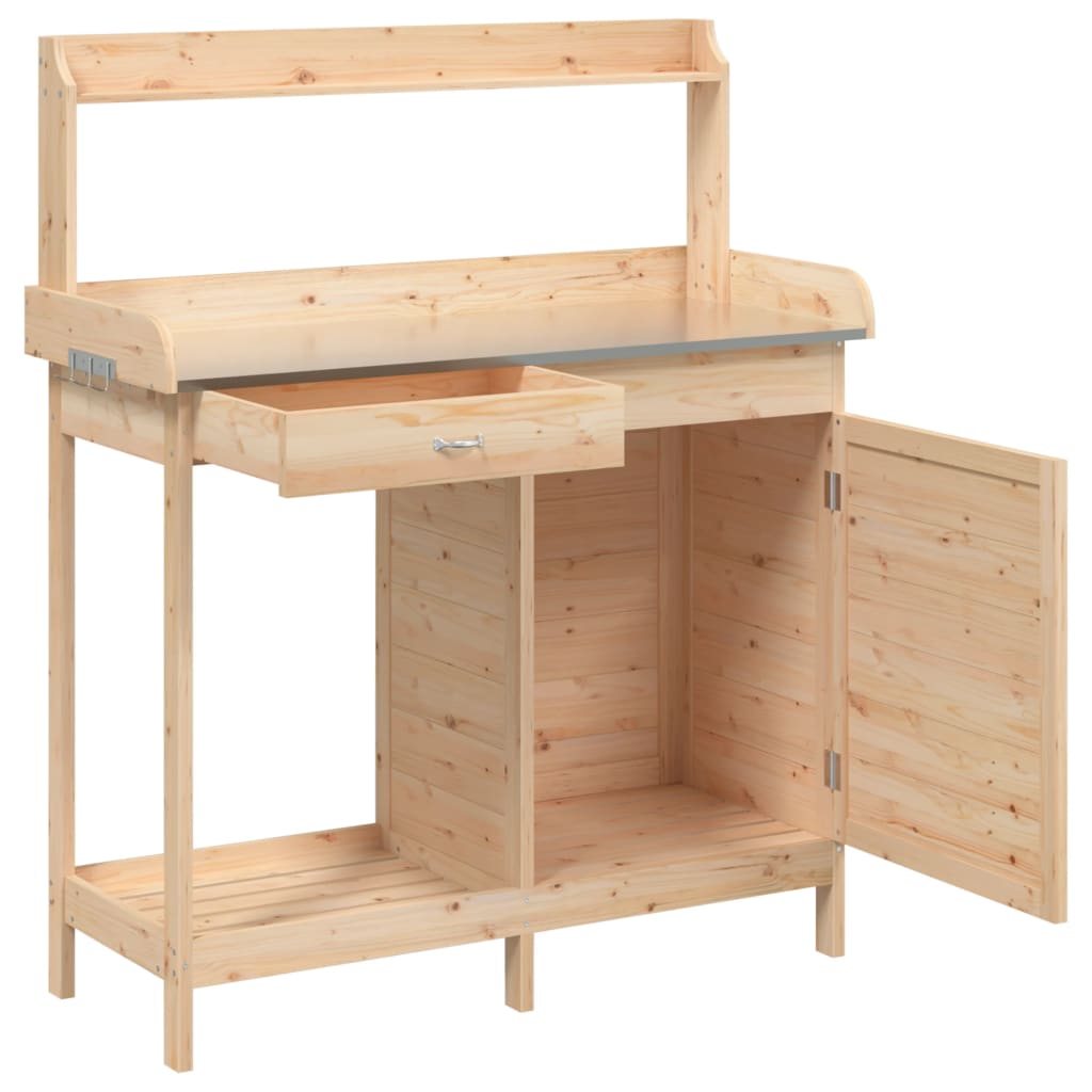 Pflanztisch Mit Schrank 110,5X45X124,5 Cm Massivholz Tanne