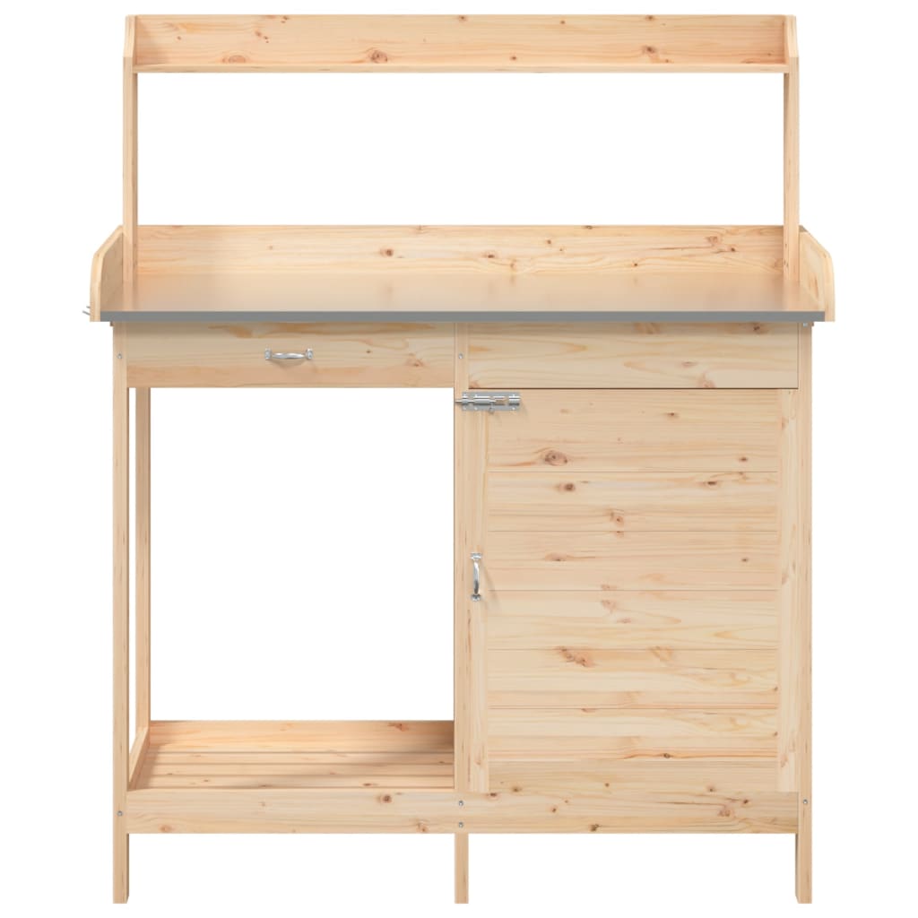 Pflanztisch Mit Schrank 110,5X45X124,5 Cm Massivholz Tanne
