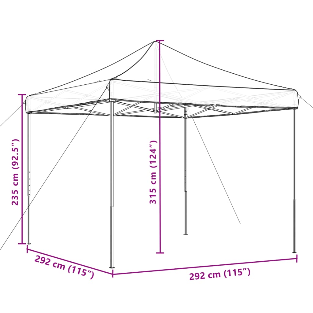 Partyzelt Faltbar Pop-Up 292X292X315 Cm Taupe