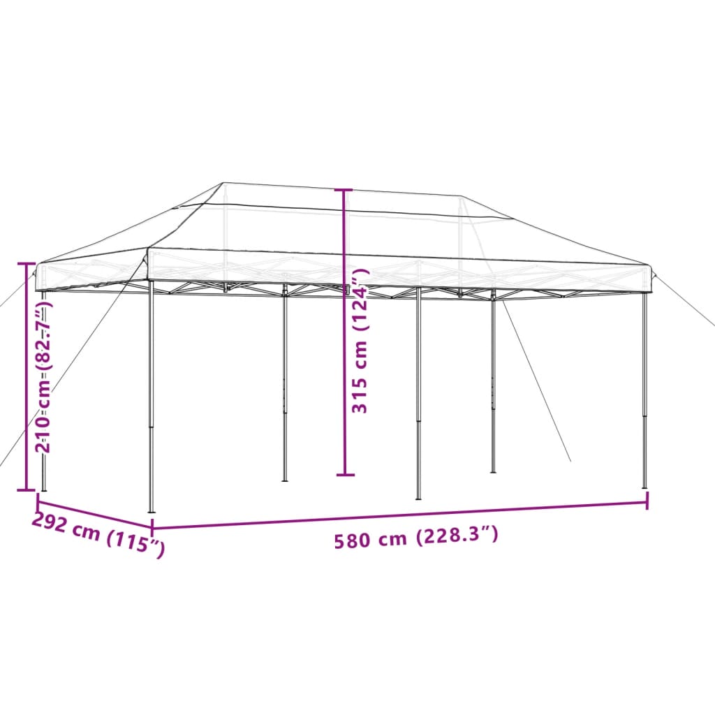 Partyzelt Faltbar Pop-Up 580X292X315 Cm Beige