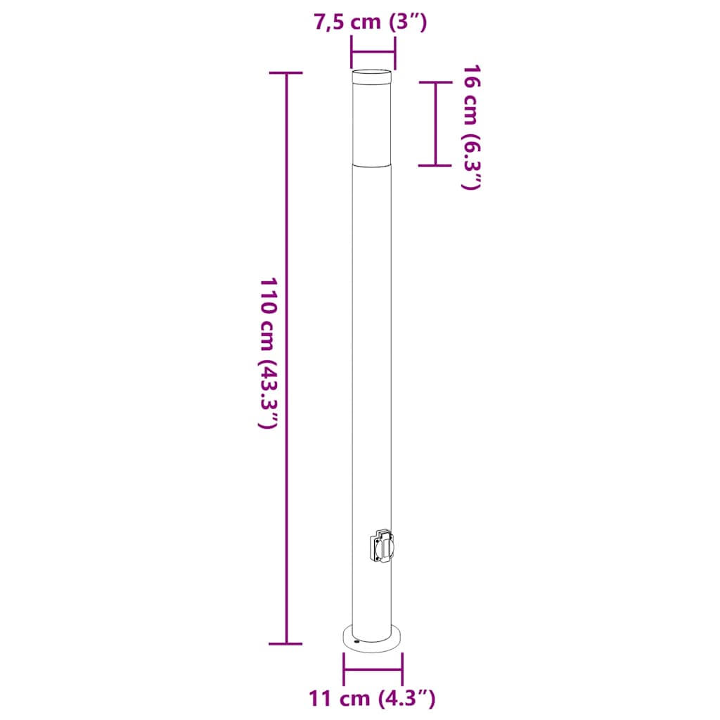 Pollerleuchte Mit Auslass 110 Cm Edelstahl Ip44
