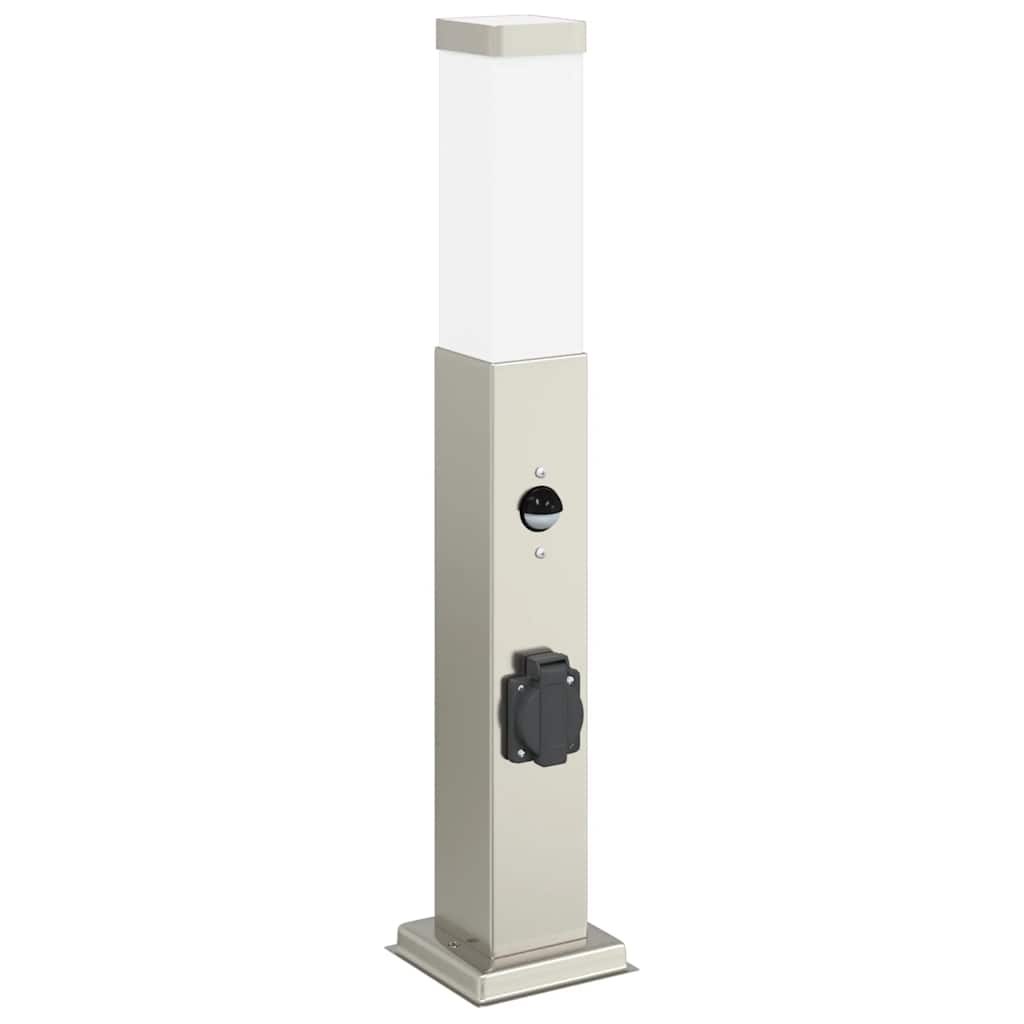 Pollerleuchten Mit Sensor&Steckdose 3 Stk. 50 Cm Edelstahl Ip44