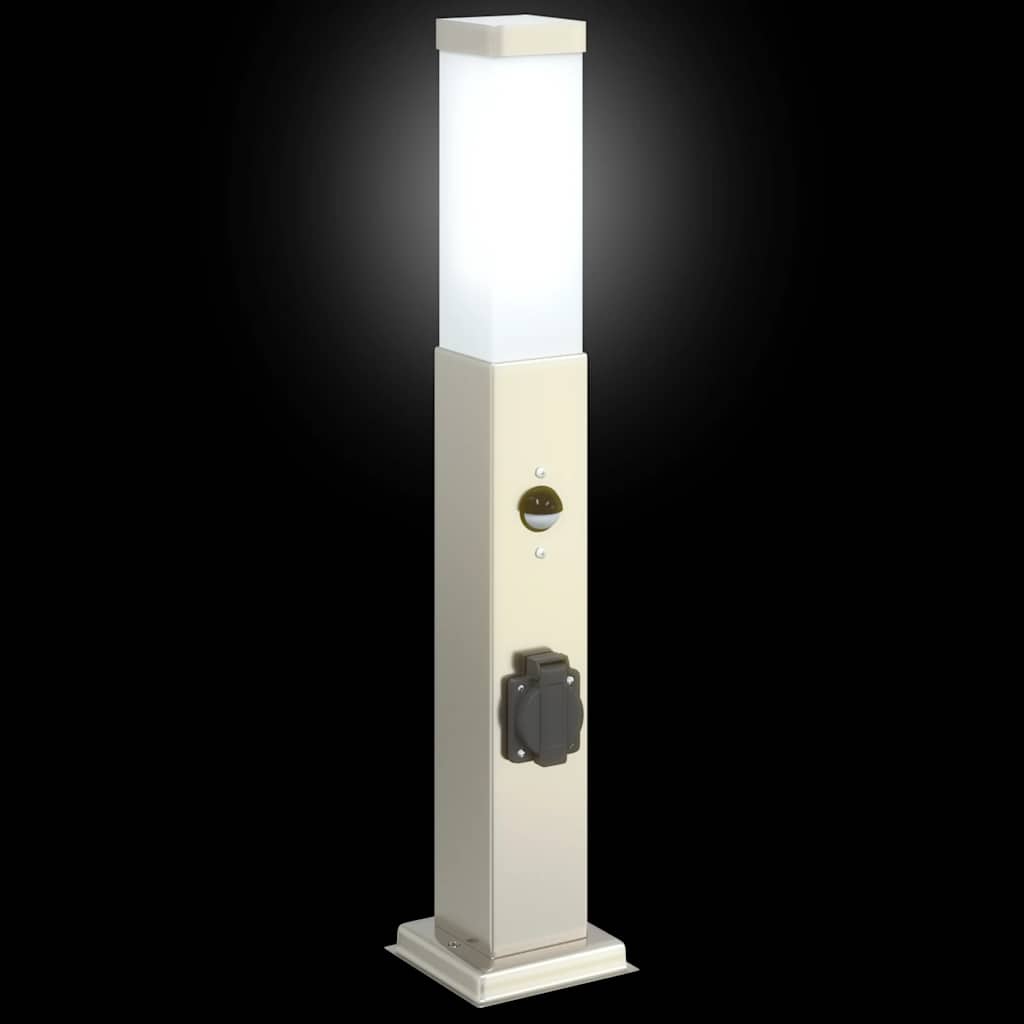 Pollerleuchten Mit Sensor&Steckdose 3 Stk. 50 Cm Edelstahl Ip44