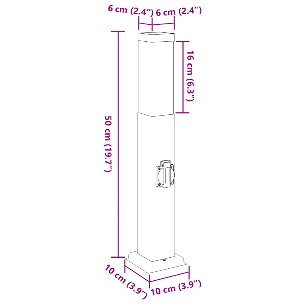 Pollerleuchte Mit Auslass 50 Cm Schwarz Ip44