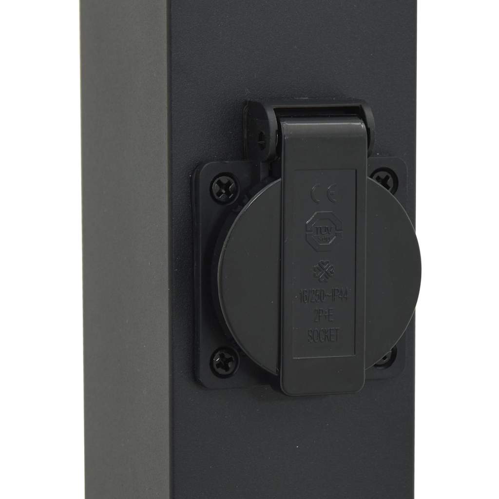 Pollerleuchten Mit Steckdose 3 Stk. 50 Cm Schwarz Ip44