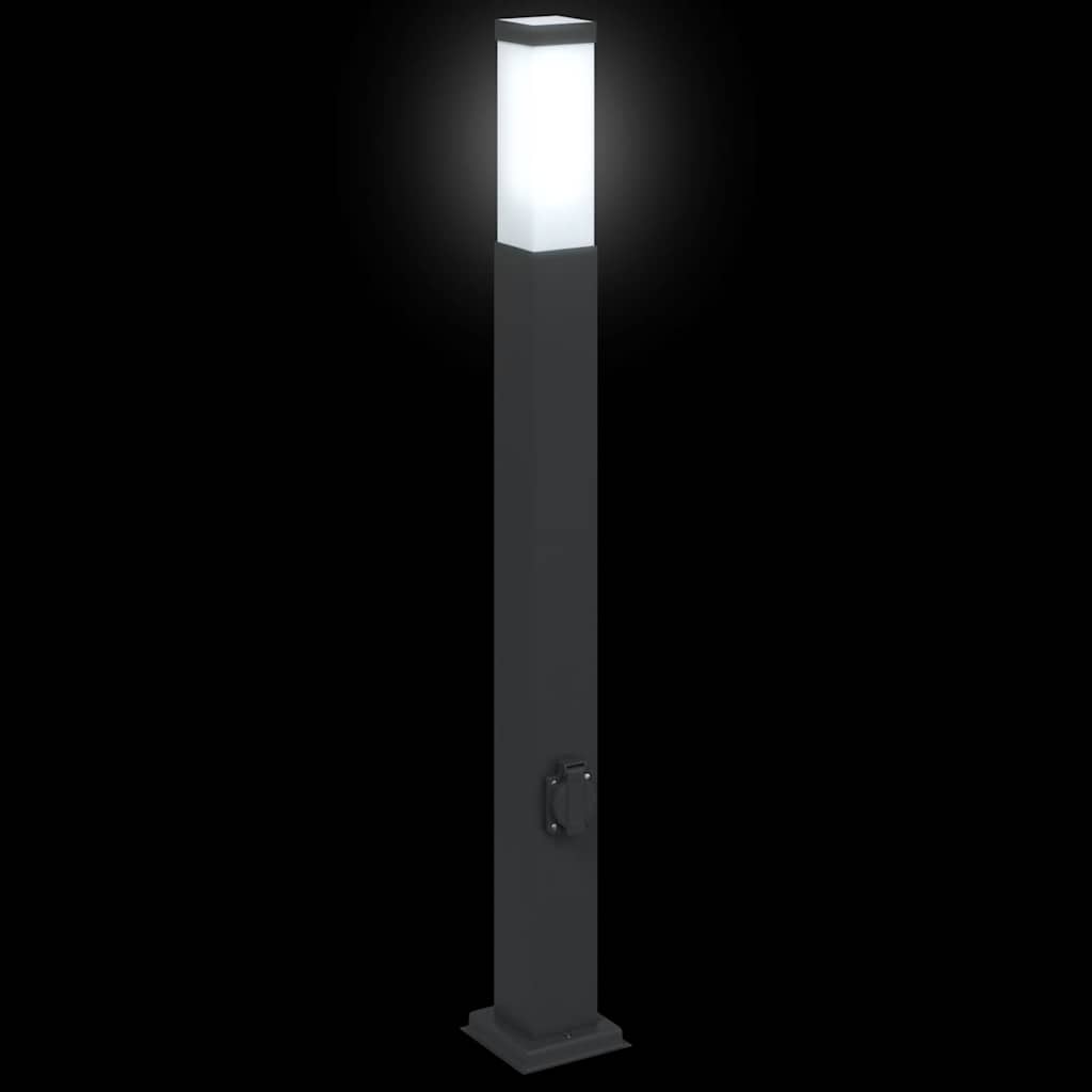Pollerleuchten Mit Steckdose 3 Stk. 80 Cm Schwarz Ip44