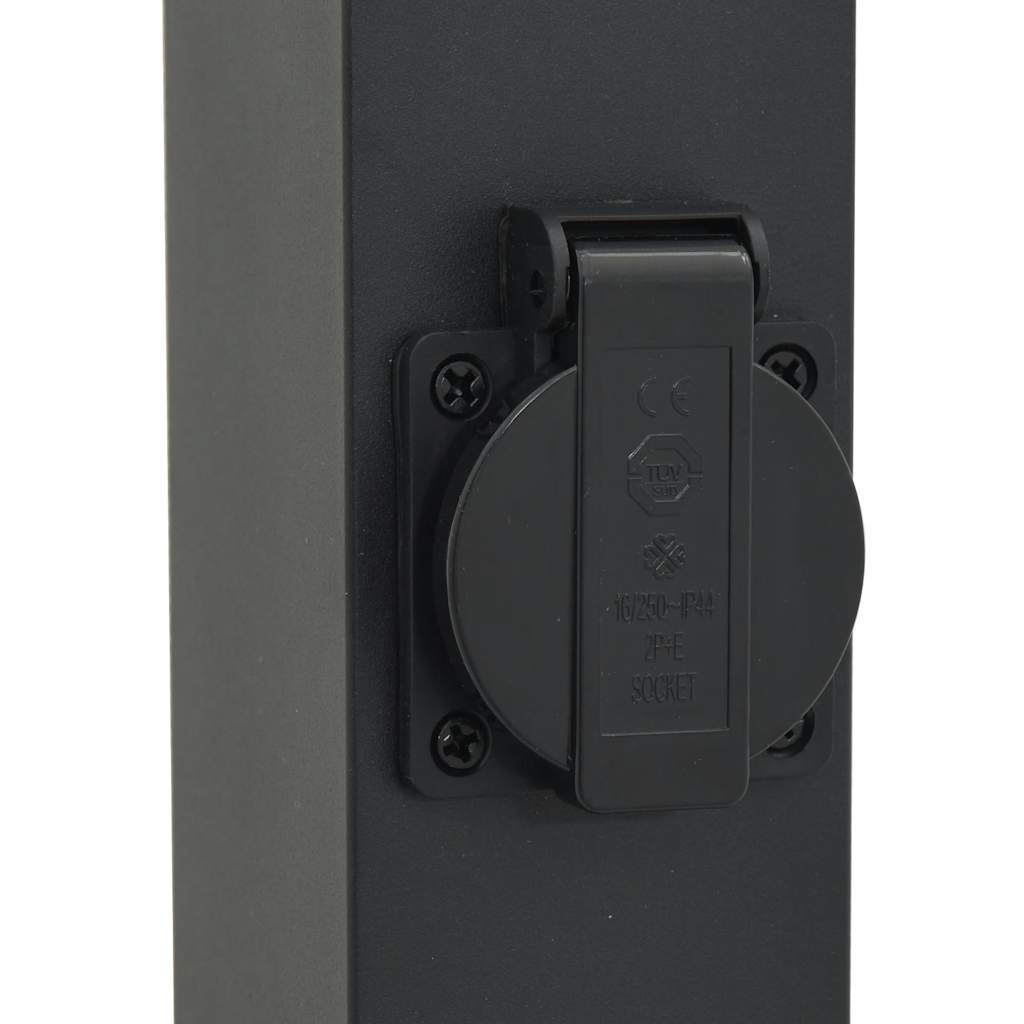 Pollerleuchten Mit Steckdose 3 Stk. 80 Cm Schwarz Ip44