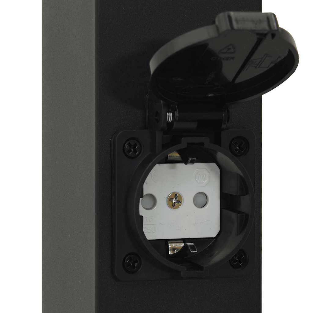 Pollerleuchten Mit Steckdose 3 Stk. 80 Cm Schwarz Ip44