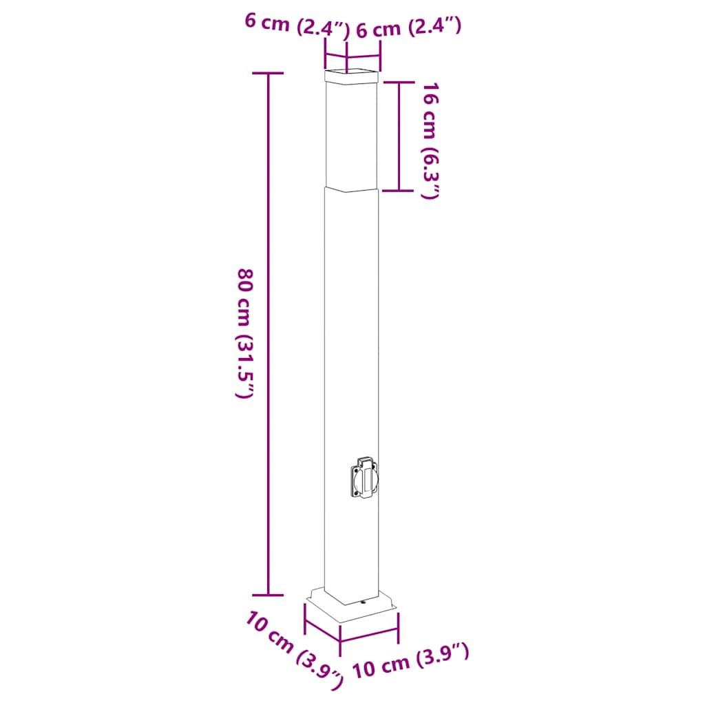 Pollerleuchten Mit Steckdose 3 Stk. 80 Cm Schwarz Ip44
