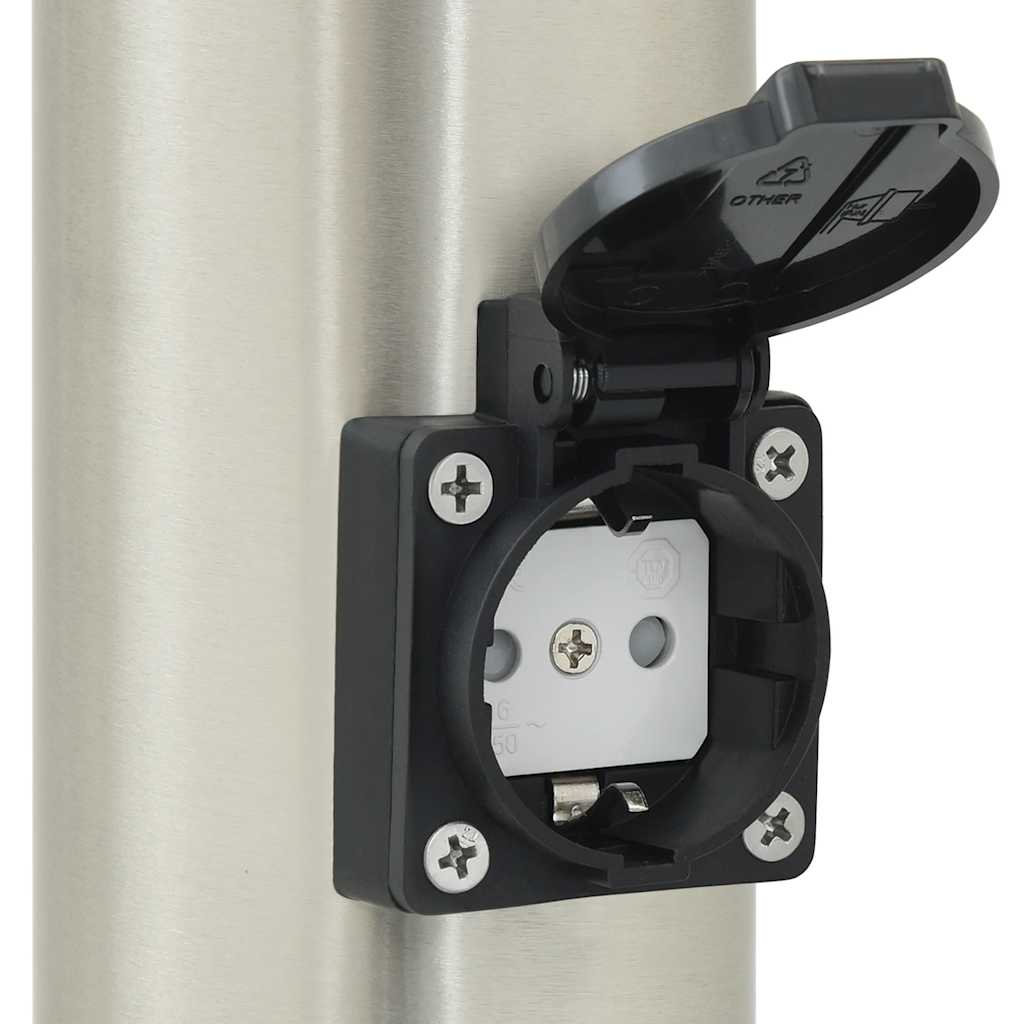 Pollerleuchten Mit Sensor&Steckdose 3 Stk. 80 Cm Edelstahl Ip44