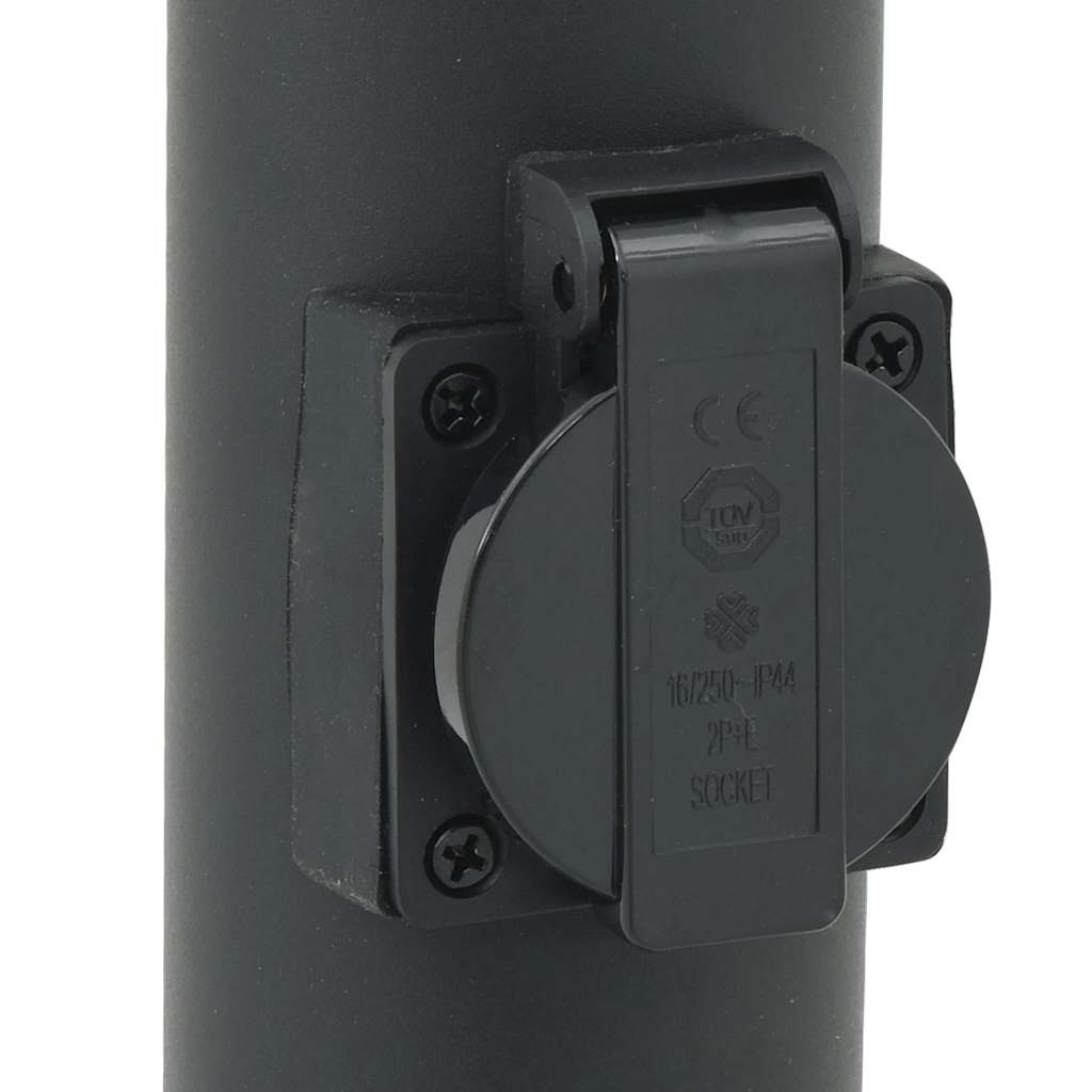 Pollerleuchten Mit Steckdose 3 Stk. 80 Cm Schwarz Ip44