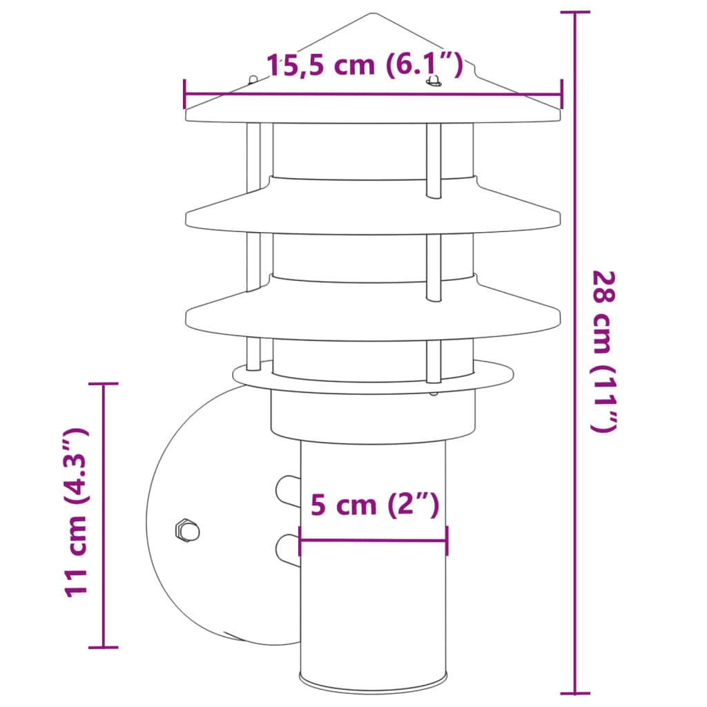 Außenwandleuchten 2 Stk. N Edelstahl Silber