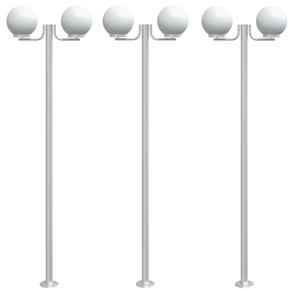Wegeleuchten 3 Stk. Silbern 215 Cm Edelstahl