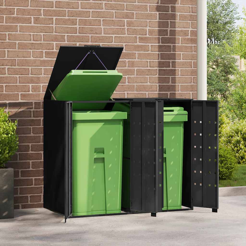 Mülltonnenbox Für 2 Tonnen 138X79X117 Cm Stahl Schwarz
