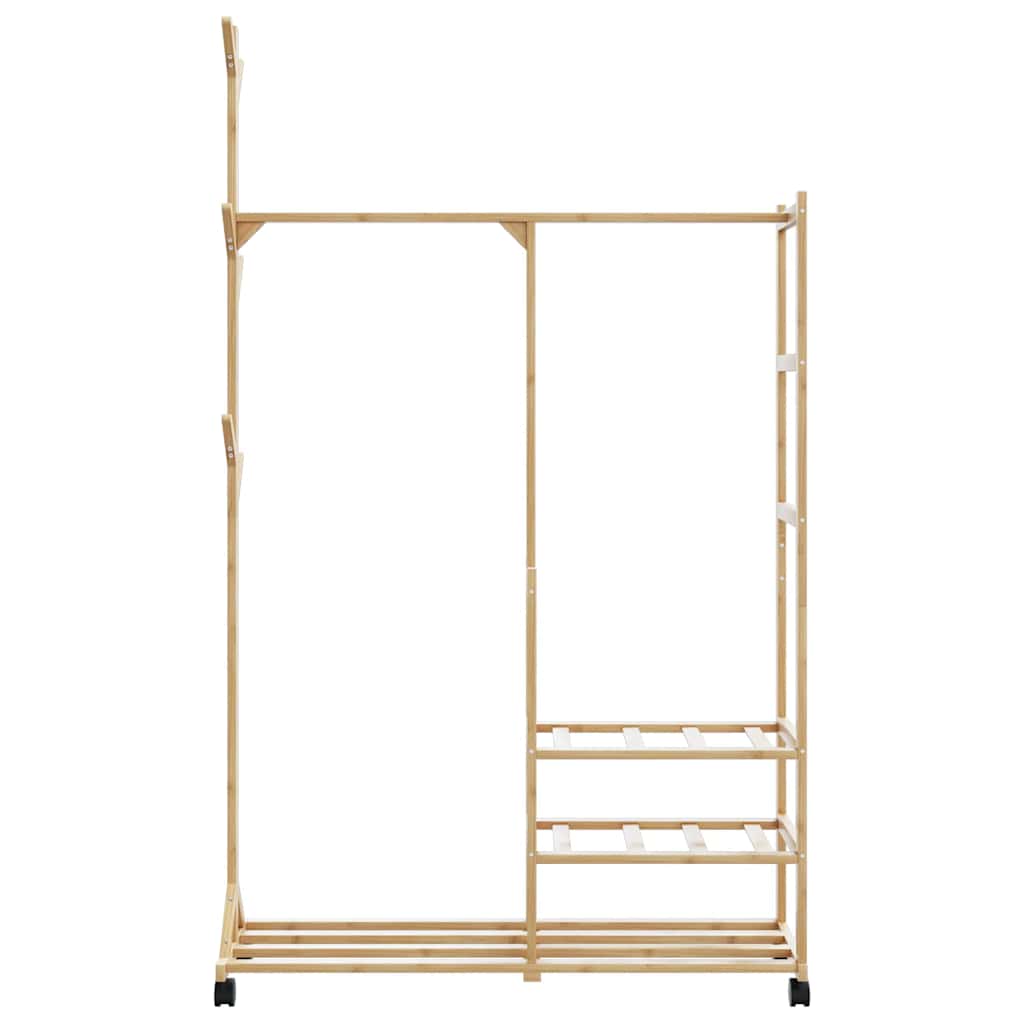 Kleiderständer Mit Ablagen Und Rollen 100X38X175,5 Cm Bambus