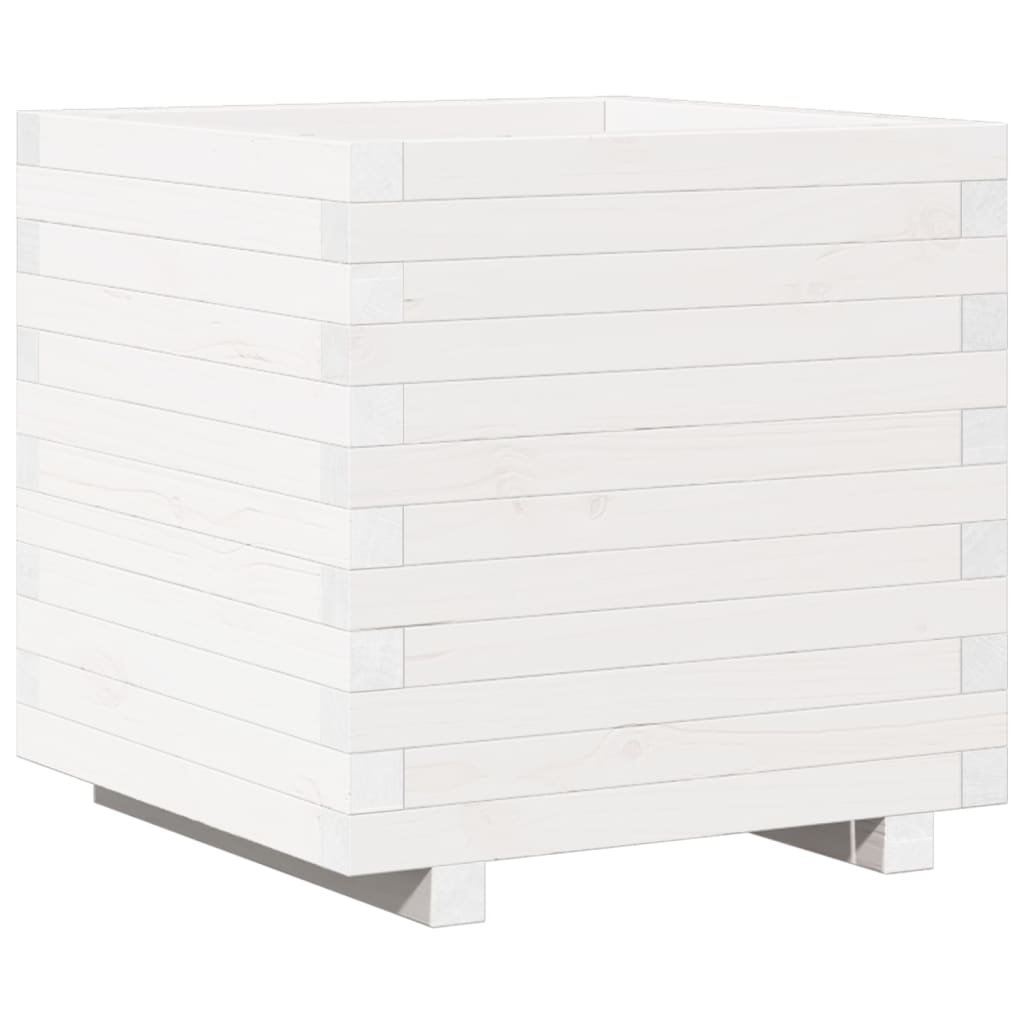 Pflanzkübel Weiß 50X50X49,5 Cm Massivholz Kiefer Natürlich Imprägniert