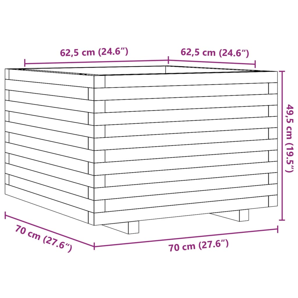 Pflanzkübel Wachsbraun 70X70X49,5 Cm Massivholz Kiefer Natürlich Imprägniert