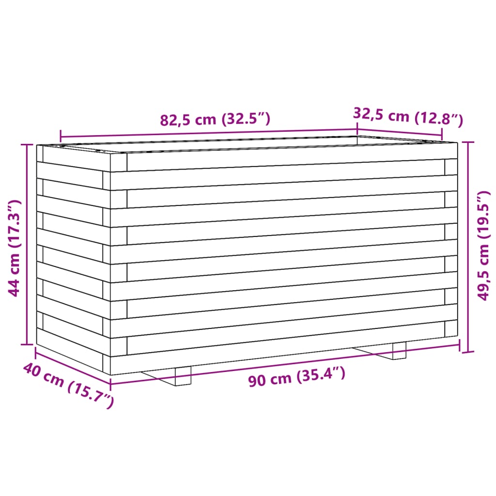 Pflanzkübel Wachsbraun 90X40X49,5 Cm Massivholz Kiefer Natürlich Imprägniert