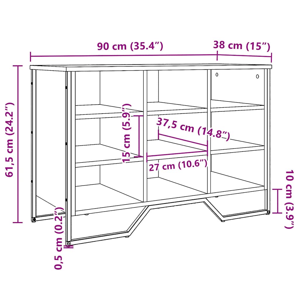 Schuhregal 90X38X61,5 Cm Holzwerkstoff Grau Sonoma