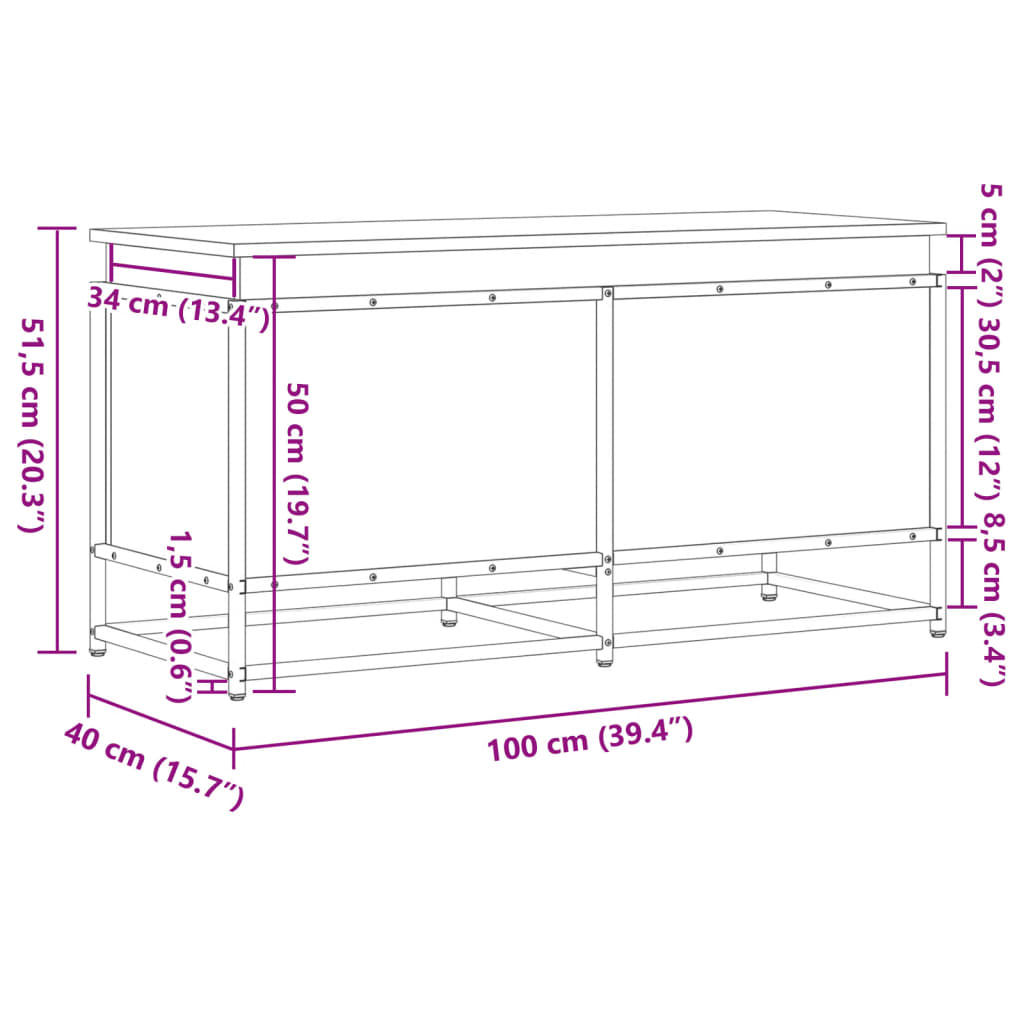 Aufbewahrungsbox Mit Deckel Eichen-Optik 100X40X51,5 Cm Braune Eiche