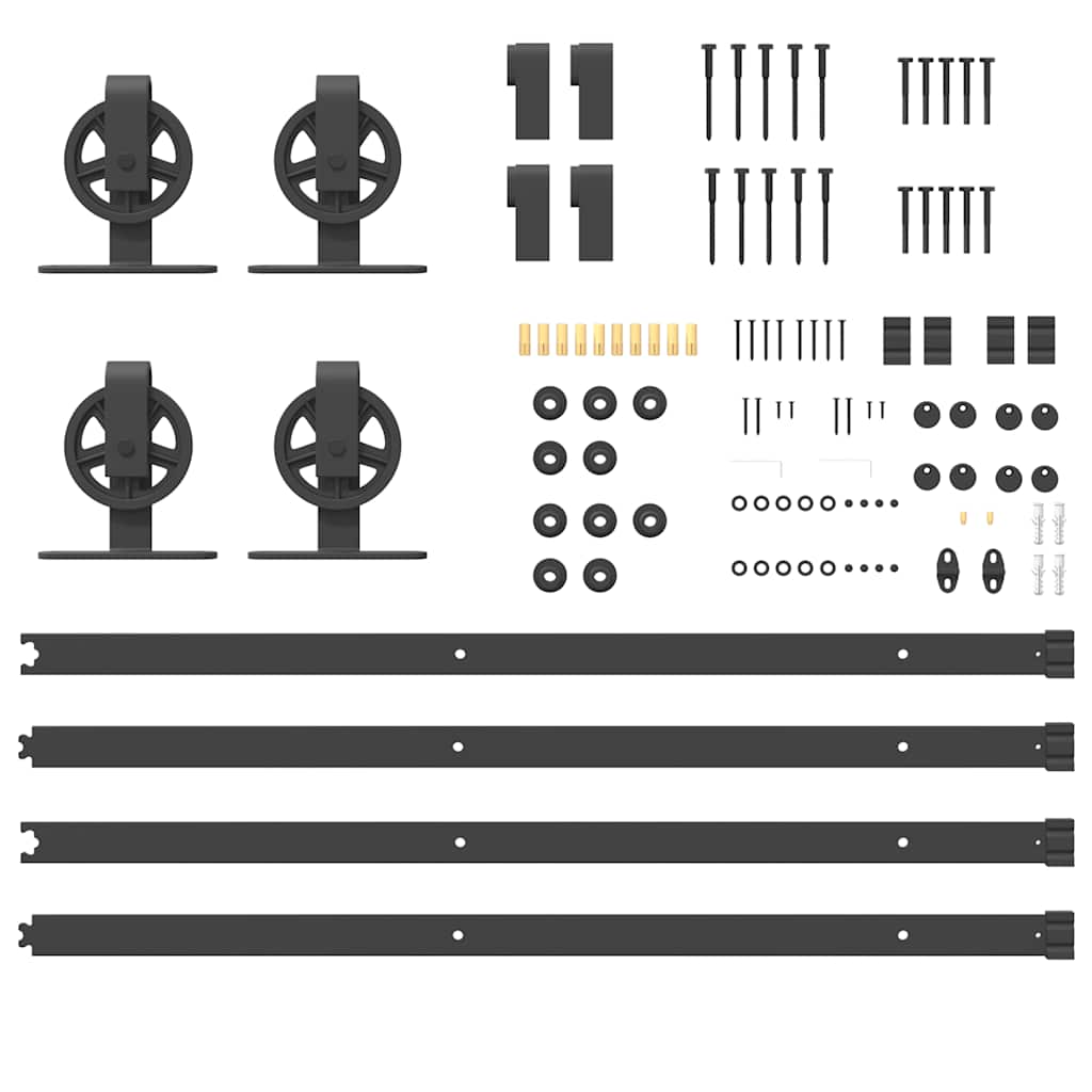 Schiebetürbeschlag-Set 400 Cm Stahl Schwarz