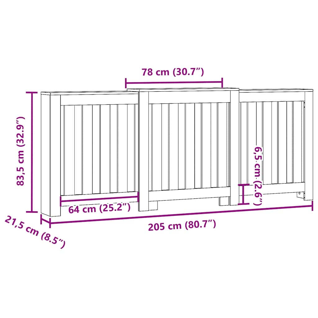 Heizkörperverkleidung -Optik 205X21,5X83,5 Cm Altholz