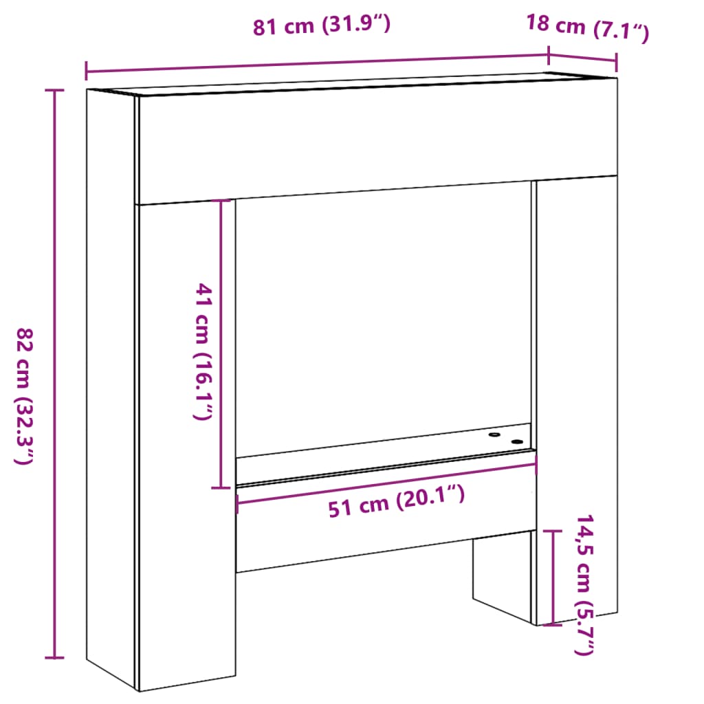 Kaminumrandung -Optik 81X18X82 Cm Holzwerkstoff