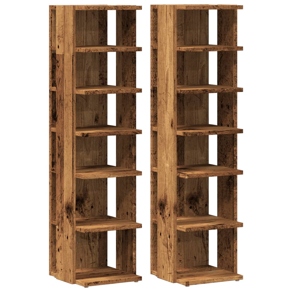 Schuhschränke 2 Stk. -Optik 28X27X102 Cm Holzwerkstoff Altholz