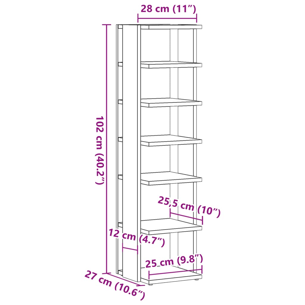 Schuhschränke 2 Stk. -Optik 28X27X102 Cm Holzwerkstoff Altholz