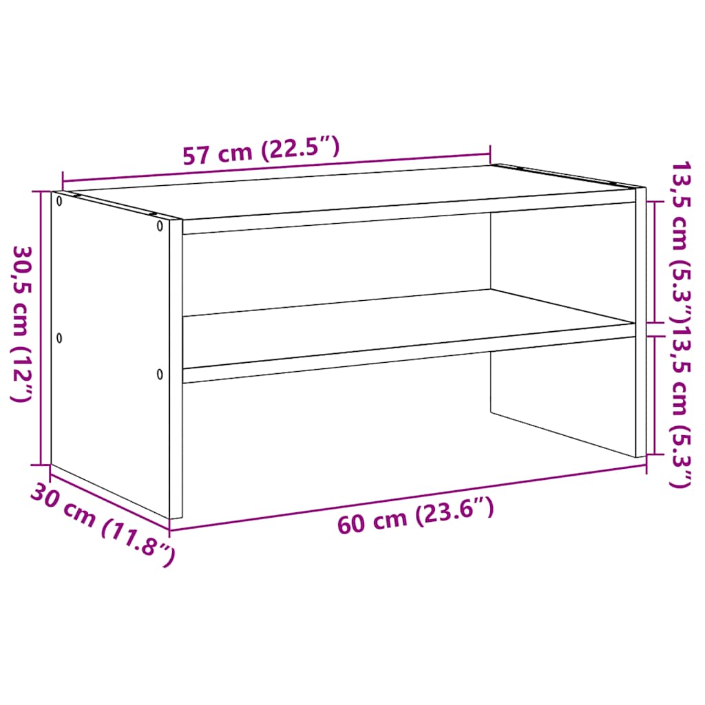 Schuhregal Stapelbar 60X30X30,5 Cm Weiß