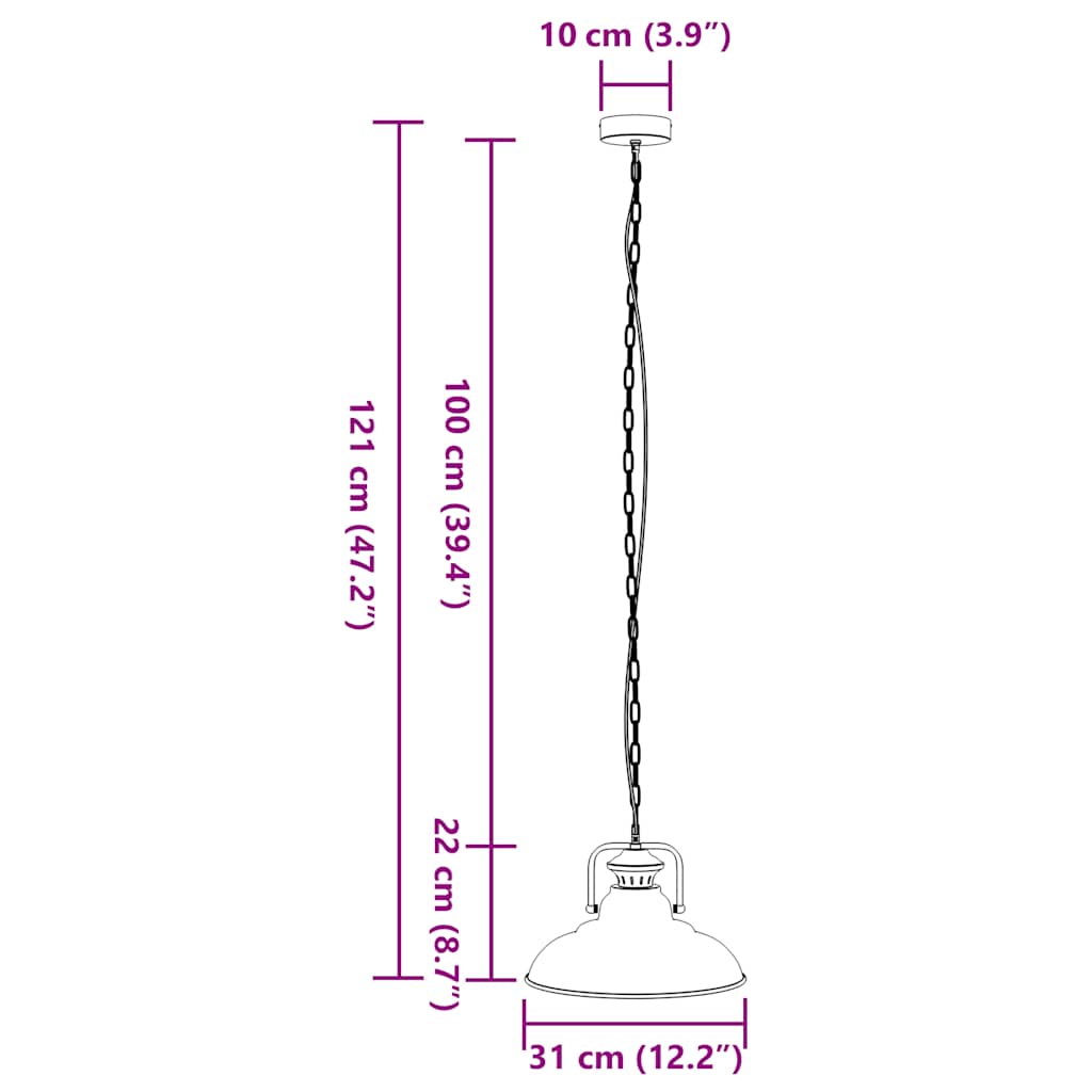 Pendelleuchte E27 Schwarz Ø 31 Cm Eisen