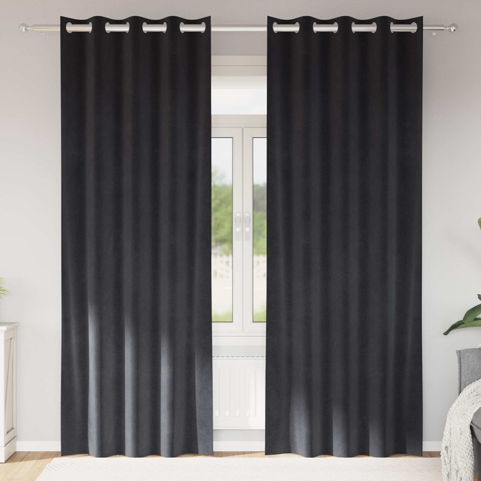 Verdunkelungsvorhänge 2 Pcs Samt Dunkelgrau