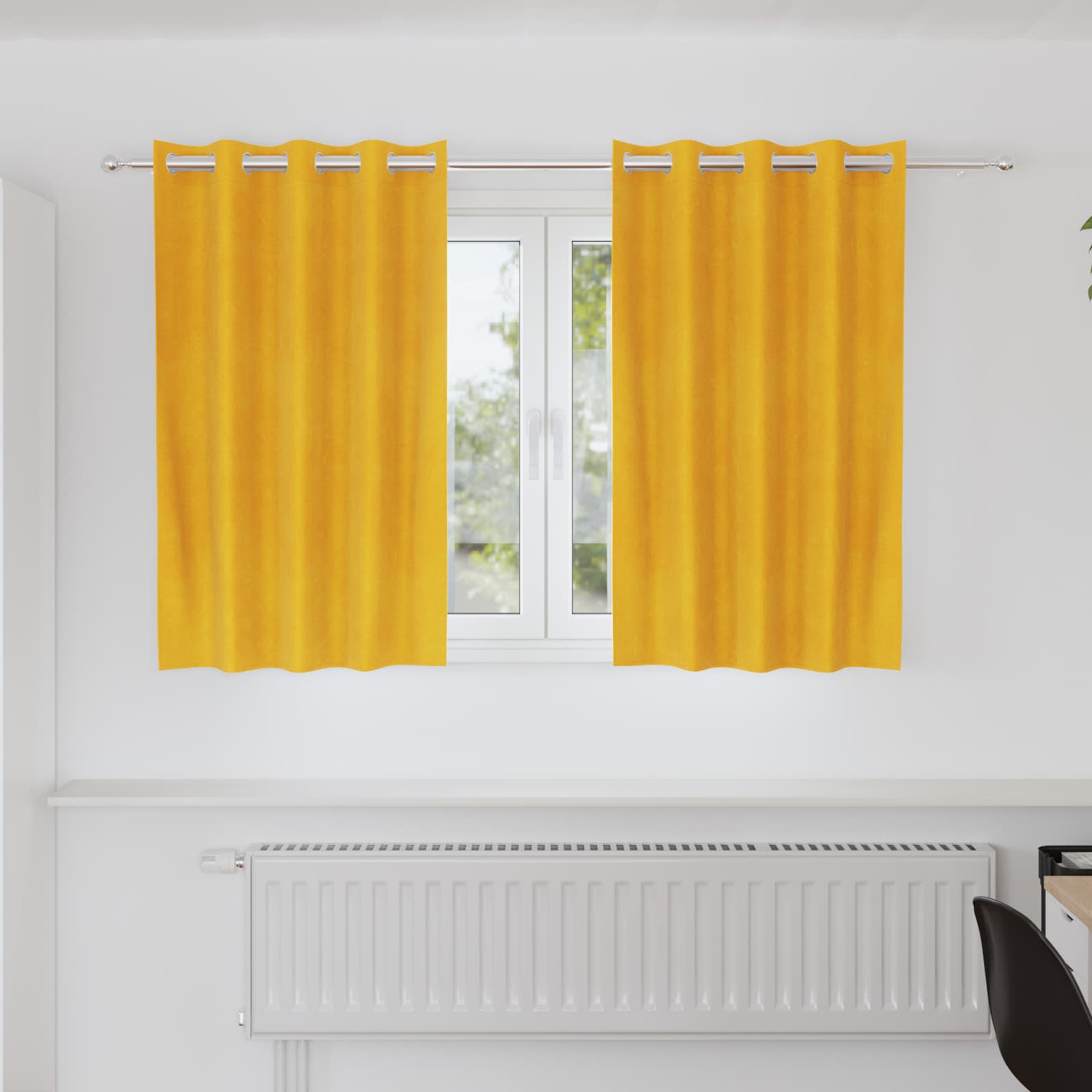 Verdunkelungsvorhänge 2 Pcs Samt Senfgelb