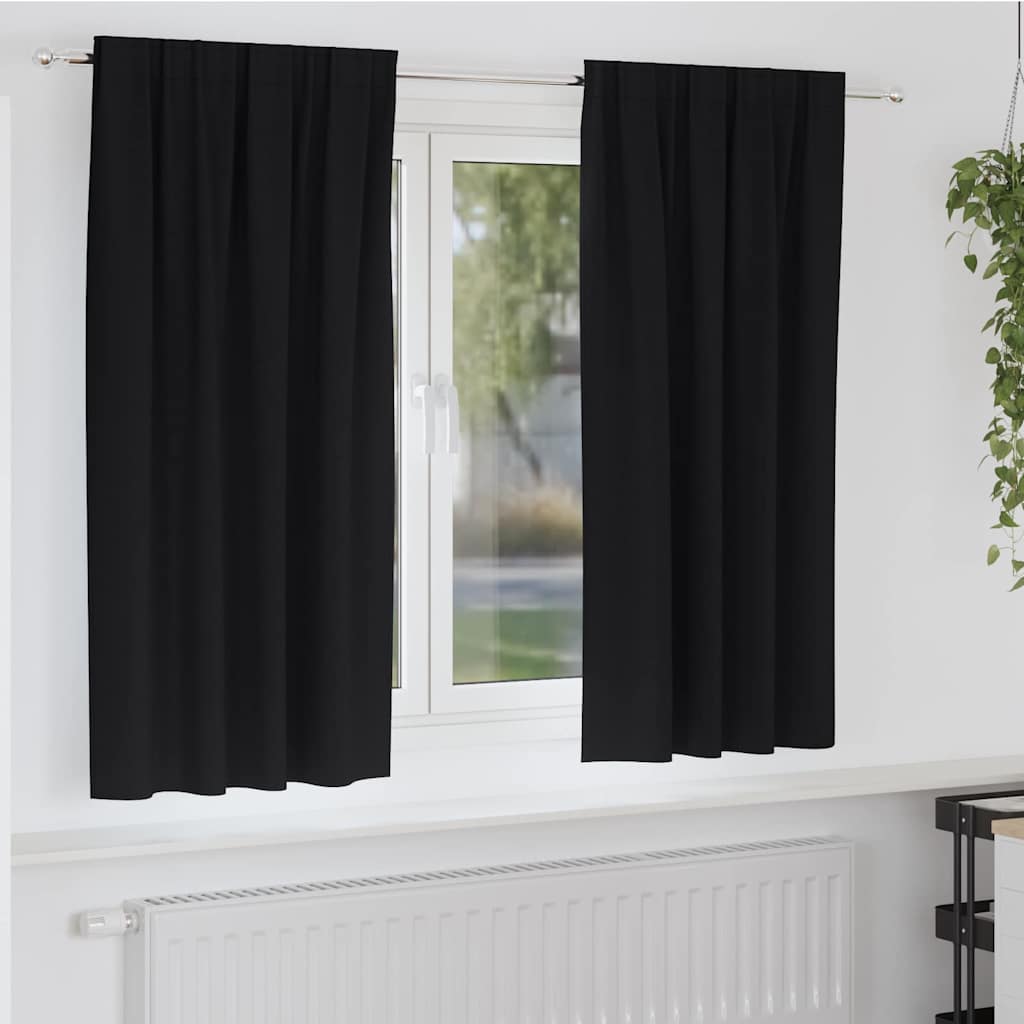Verdunkelungs-Vorhänge Mit Ringen 2 Pcs 140 X Schwarz