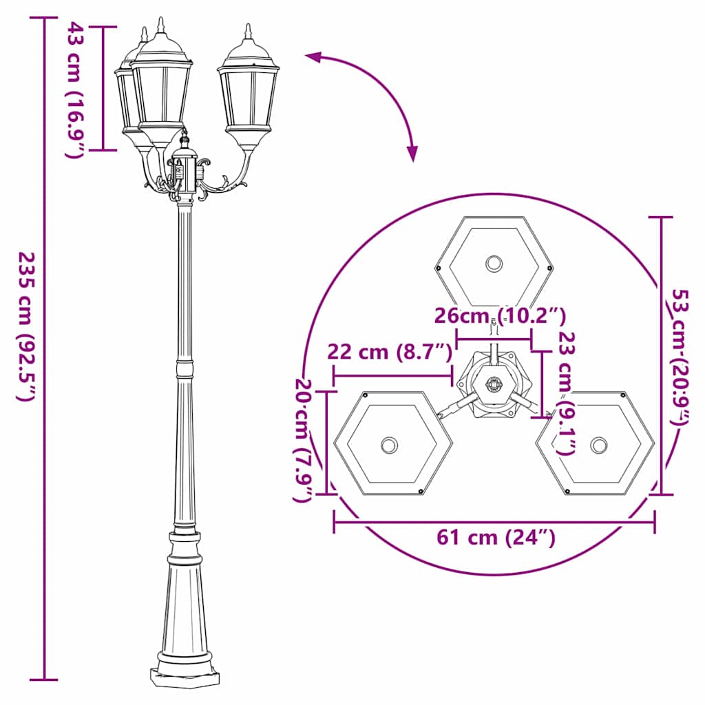 Garten-Licht 61 X 53 X 235 Cm Aluminium Und Glas