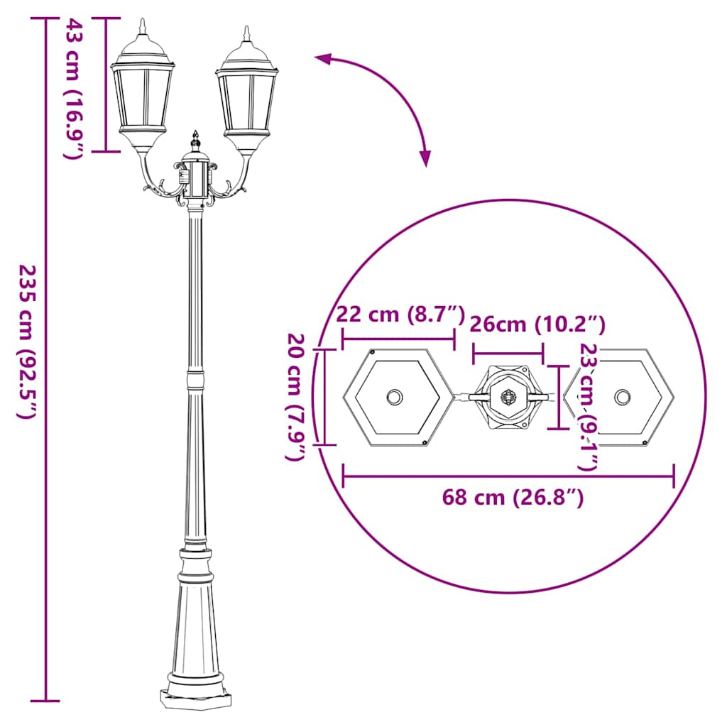 Garten-Licht 68 X 20 X 235 Cm Aluminium Und Glas