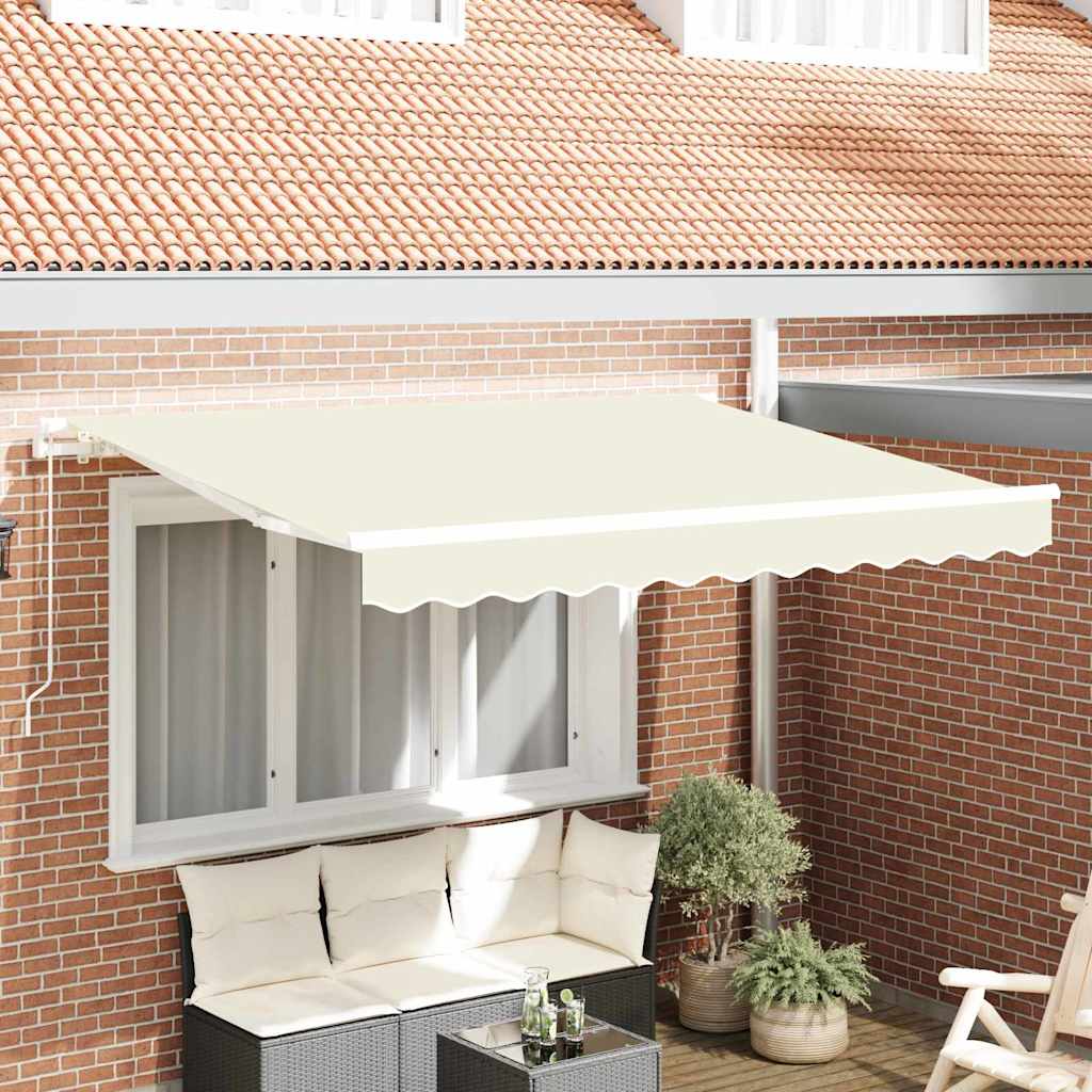 Einziehbare Markise Creme 400 X 200 Cm Stoff Creme (Weißer Rahmen)