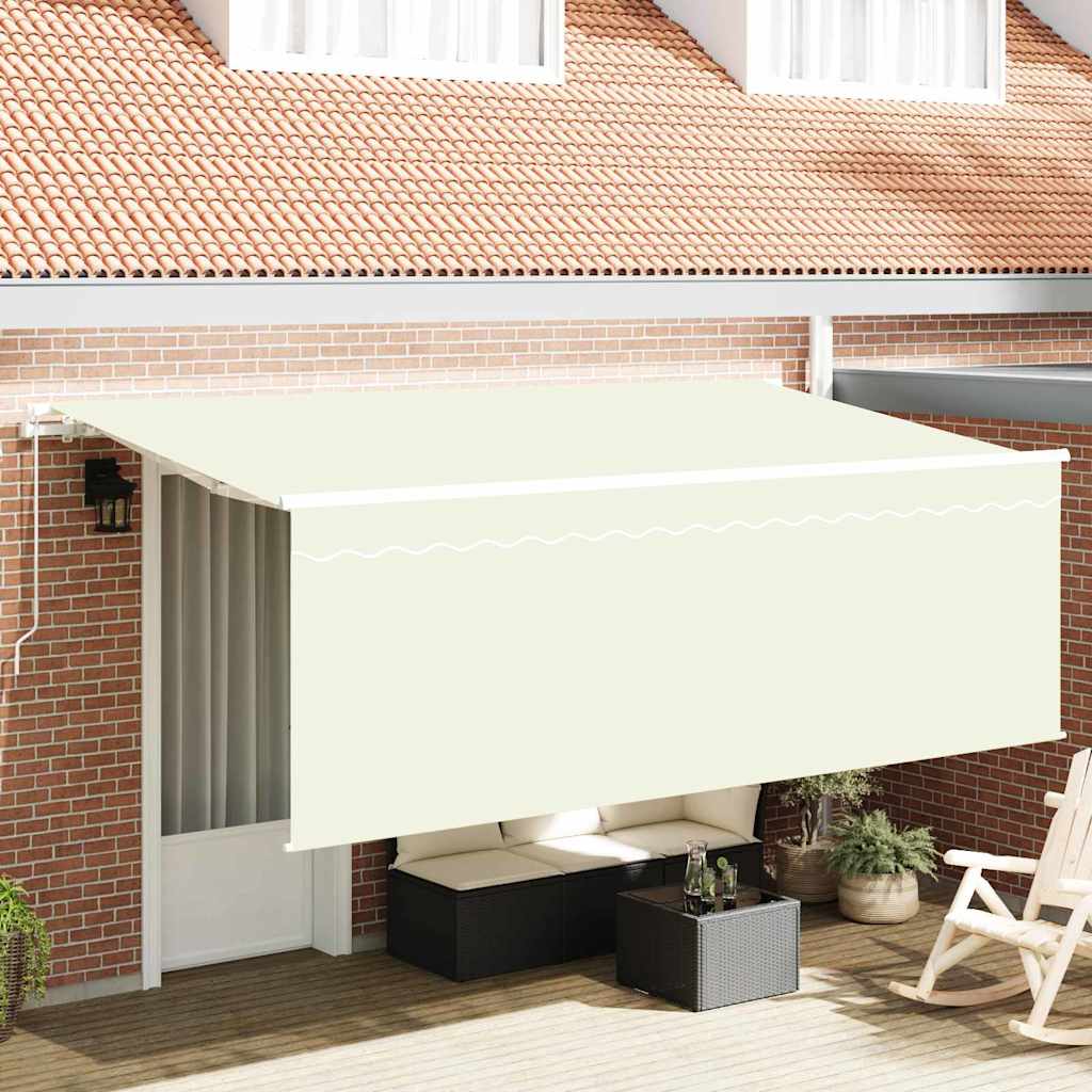 Markise Mit Sichtschutz Creme 350 X 200 X 120 Cm Creme (Anthrazit-Rahmen)