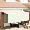 Markise Mit Sichtschutz Creme 350 X 200 X 120 Cm Creme (Anthrazit-Rahmen)