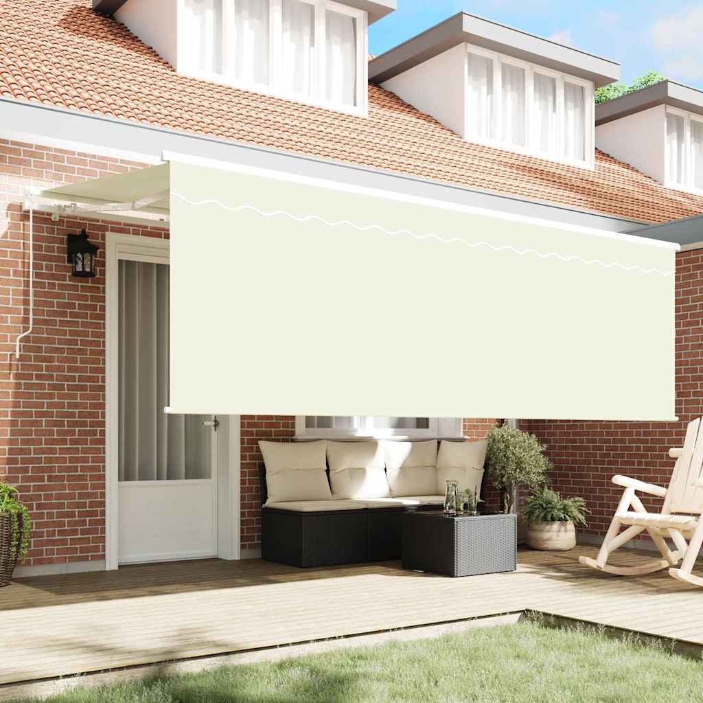 Markise Mit Sichtschutz Creme 350 X 200 X 120 Cm Creme (Anthrazit-Rahmen)