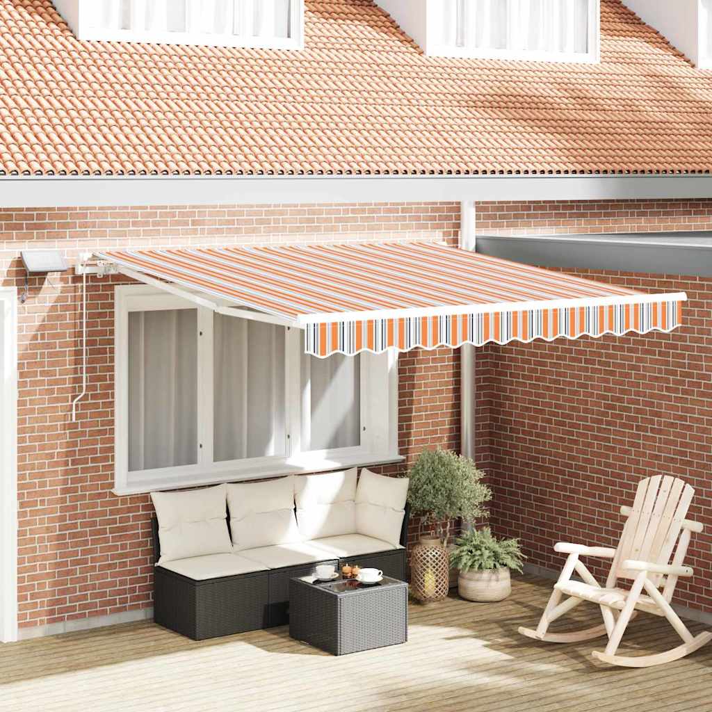 Einziehbare Markise Mehrfarbig Stoff Und Stahl Blau Und Orange