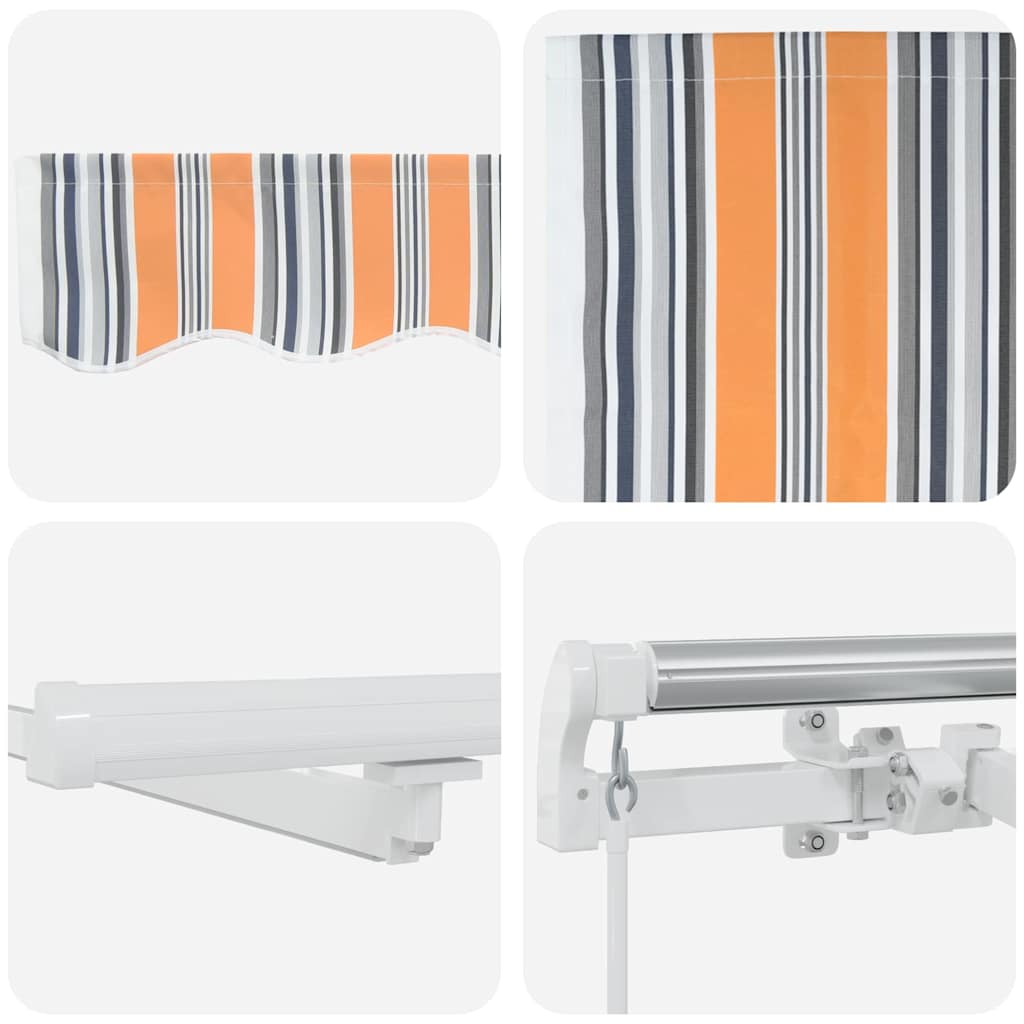 Einziehbare Markise Mehrfarbig Stoff Und Stahl Blau Und Orange