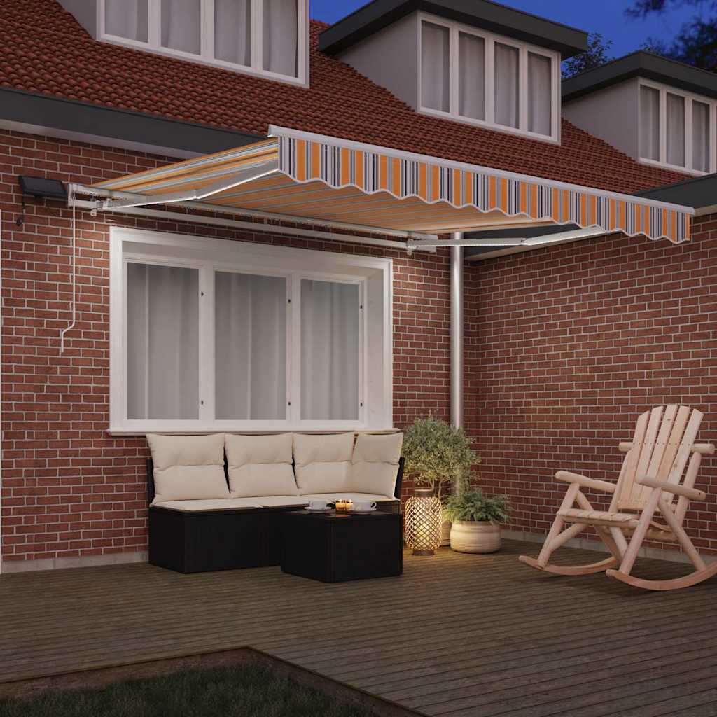 Einziehbare Markise Mehrfarbig Stoff Und Stahl Blau Und Orange