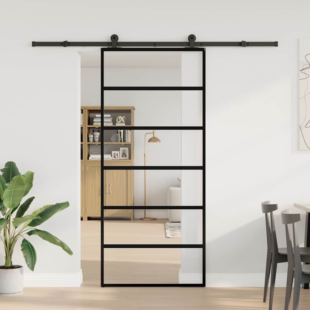 Schiebetür Mit Beschlag 90X205 Cm Esg-Glas & Aluminium
