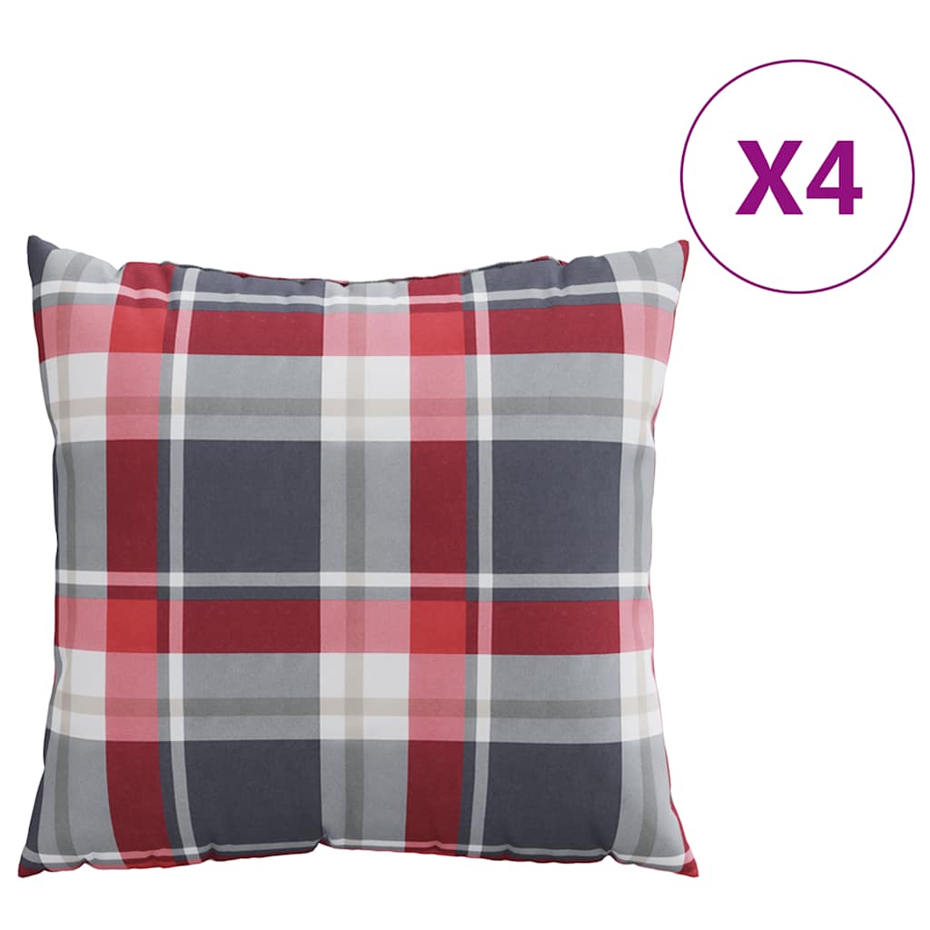 Sofakissen 4 Stk. Rot Karomuster 50X50 Cm Stoff