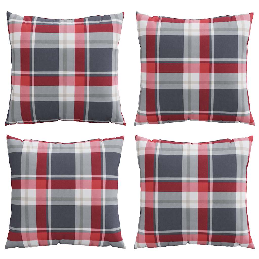 Sofakissen 4 Stk. Rot Karomuster 50X50 Cm Stoff