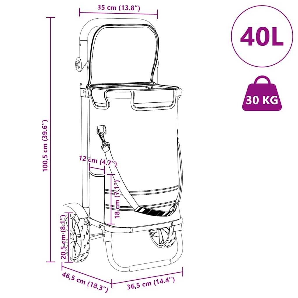 Einkaufswagen 36,5 X 46,5 X 100,5 Cm Oxford-Stoff
