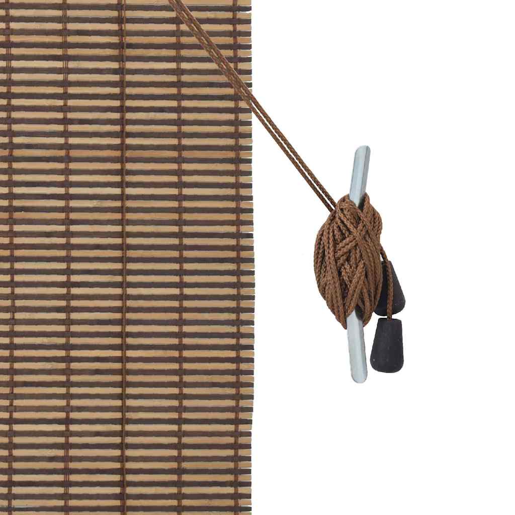 Rollo Mit Vorhängen Braun Bambus