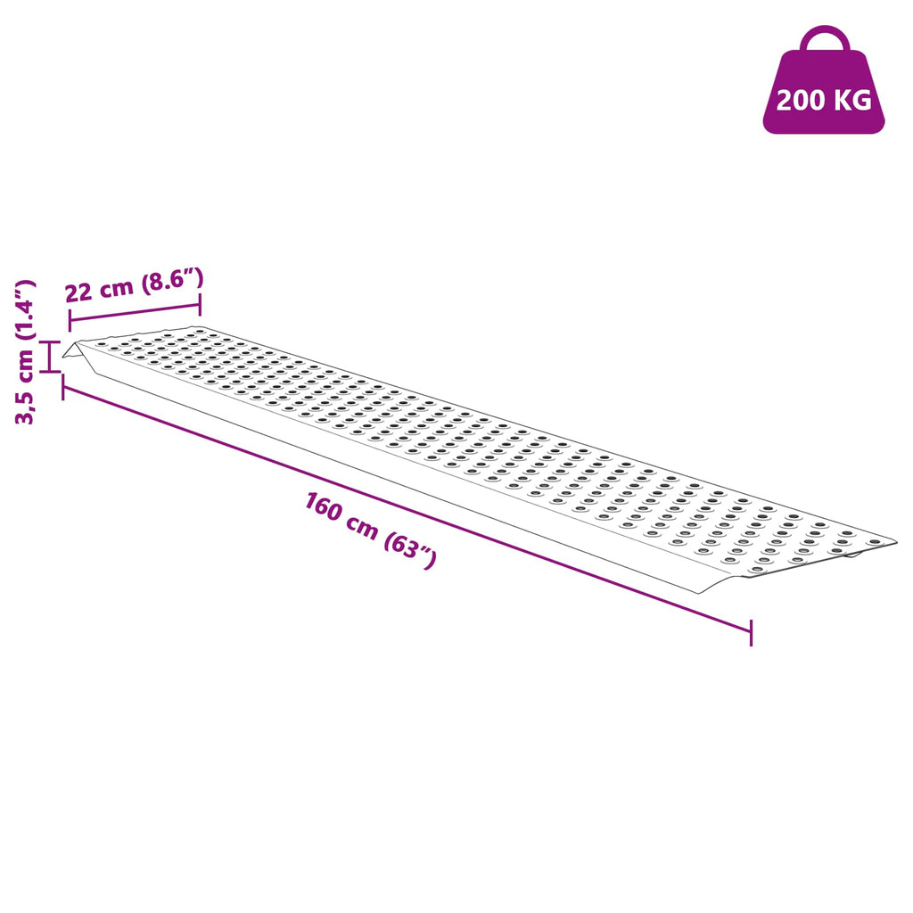 Lade Rampe 200 Kg Silber 159 X 23 X 5 Cm Verzinkter Stahl