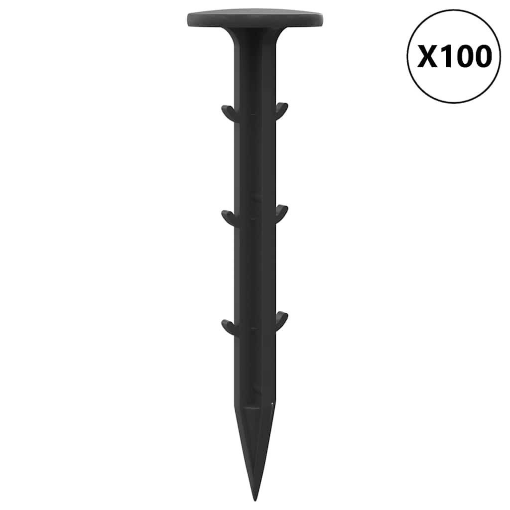 Bodenheringe 100 Pcs Schwarz Ø3 X 11 Cm Kunststoff